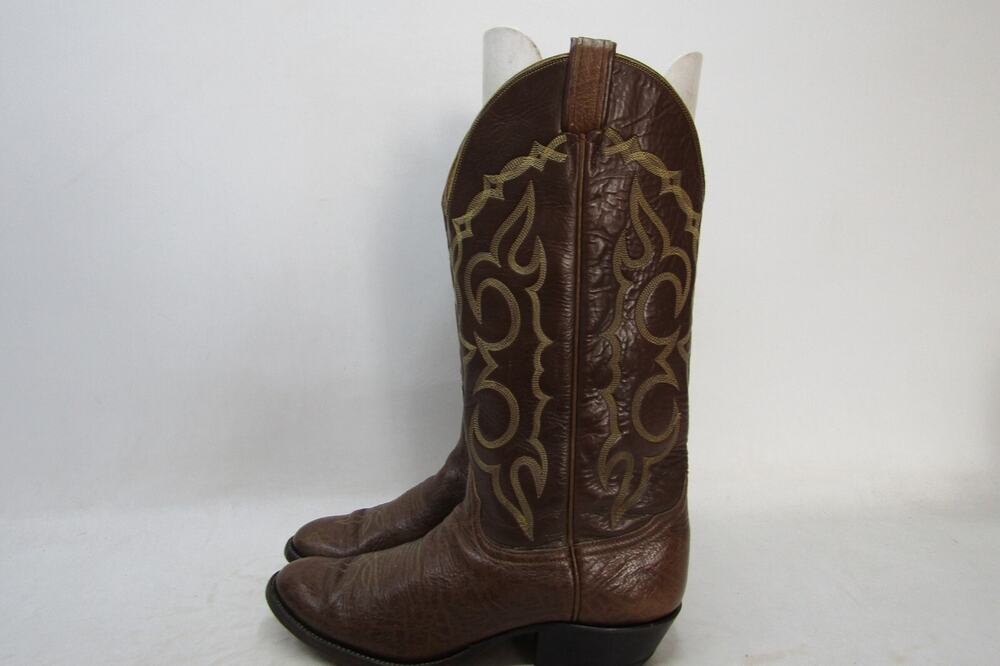 TONY LAMA Gold Label Mens Size 9.5 B Narrow Width Brown Leather Cowboy Boots